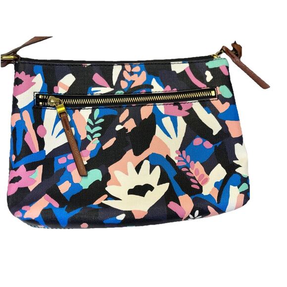 Fossil Fionia Small Crossbody Floral Coated Canvas Leather Accents Adjustable - Picture 3 of 13